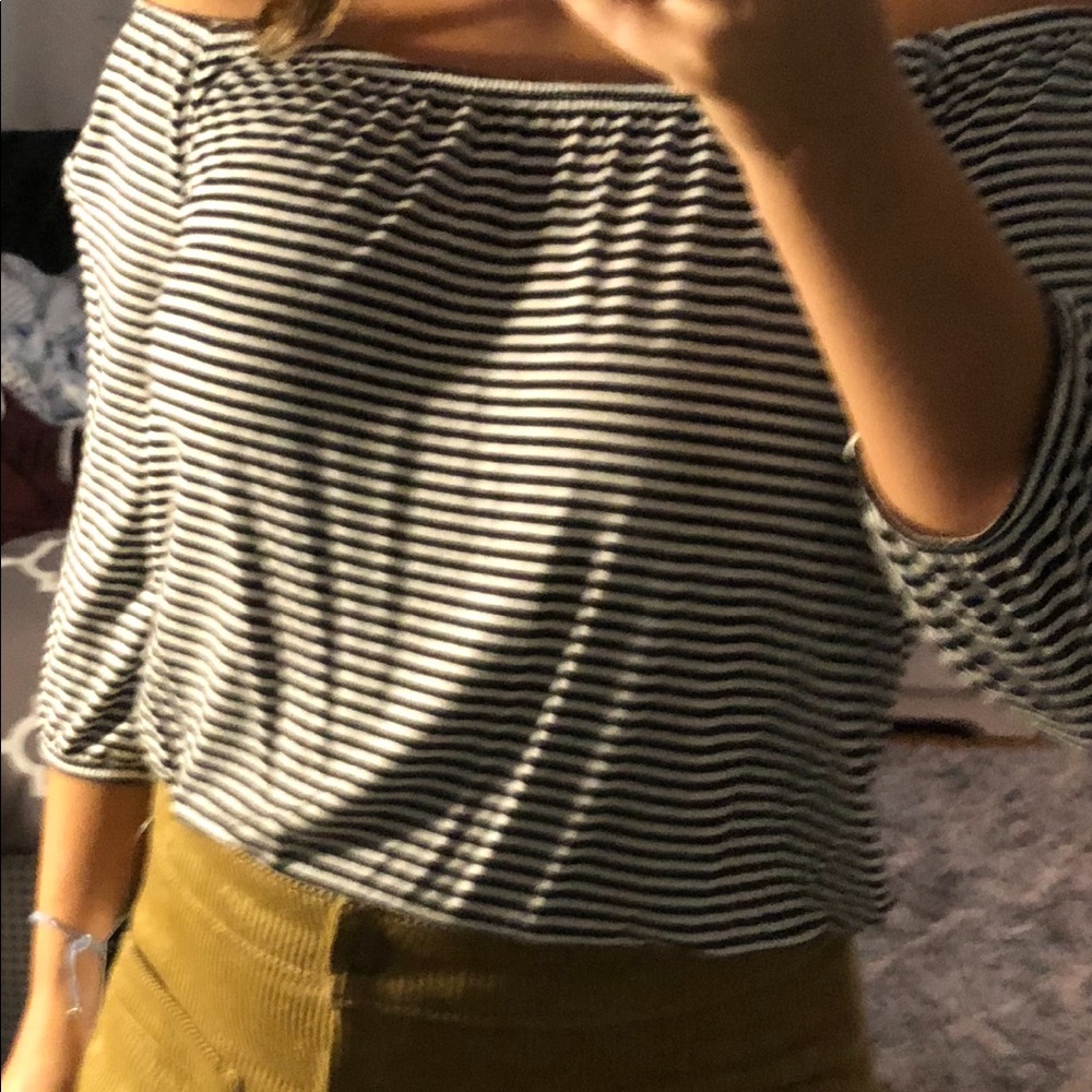 Striped off the shoulder top